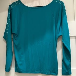 NWOT MICHAEL Michael Kors studded sleeve turquoise top